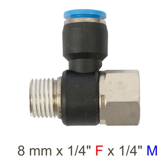 Pu Hose Fitting Tee 8mm X 1/4"f X 1/4"m